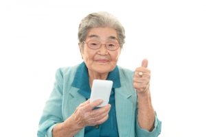 Elderly woman on mobile phone