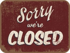 Sorry Closed Sign