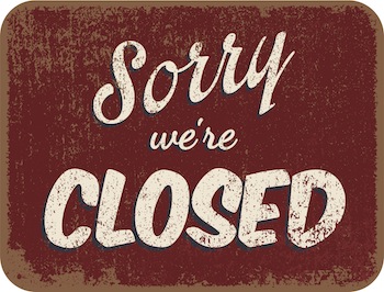 Sorry Closed Sign